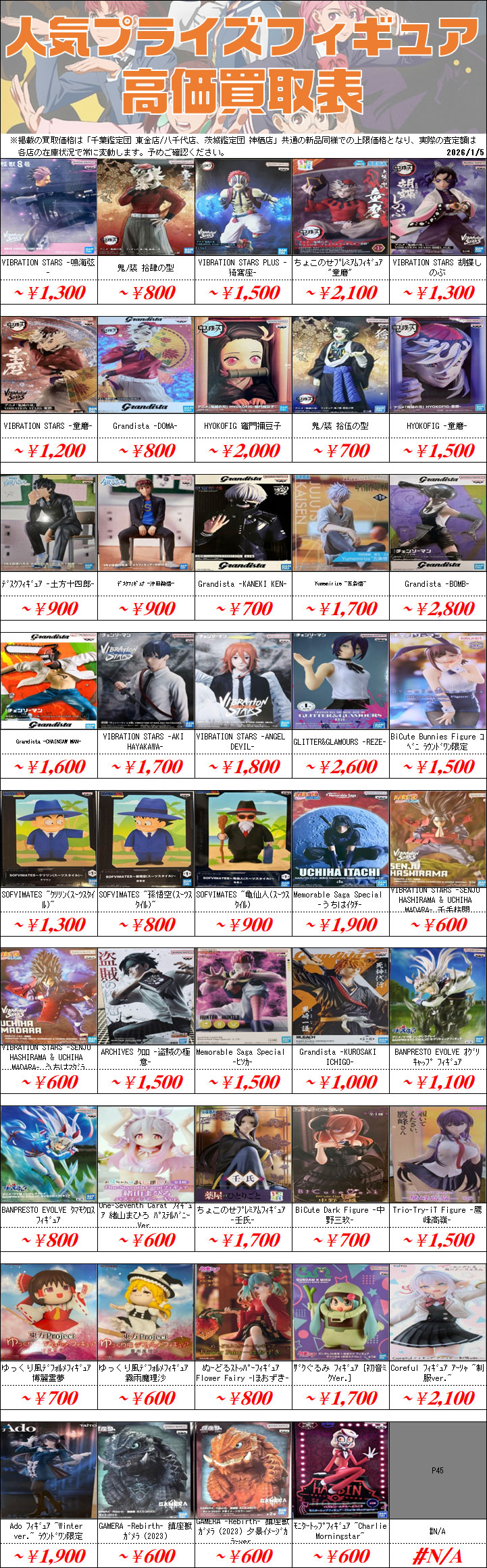 最新プライズフィギュアまとめ売り 16種類22体セット 最終値下げ 新作プライズフィギュア買取表更新しました！ 11/16～ | 千葉鑑定団船橋店